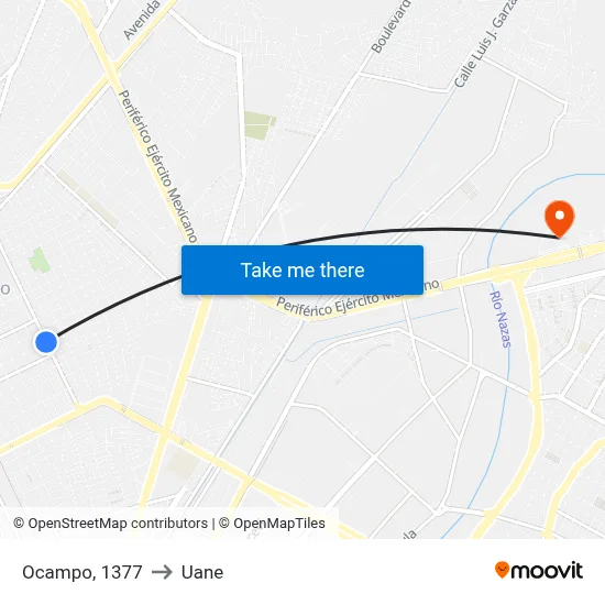 Ocampo, 1377 to Uane map