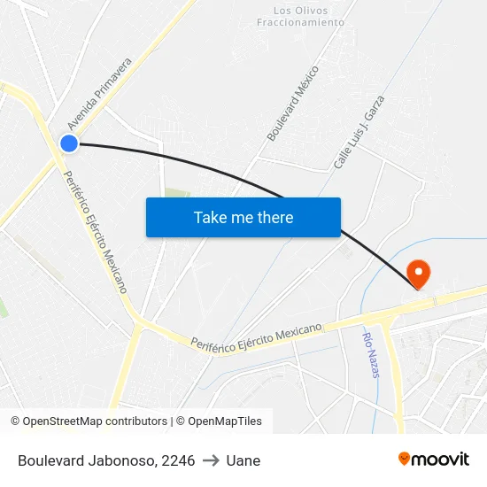 Boulevard Jabonoso, 2246 to Uane map
