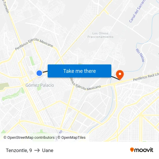 Tenzontle, 9 to Uane map