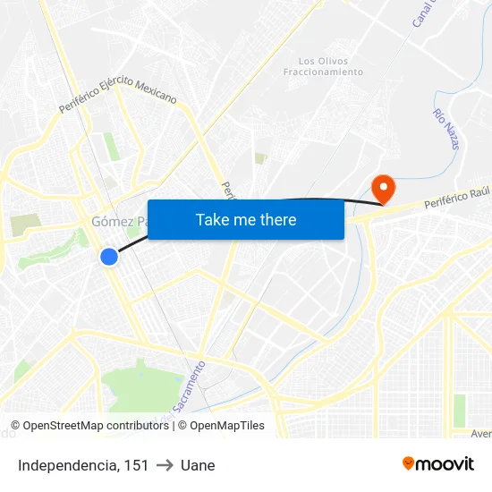 Independencia, 151 to Uane map