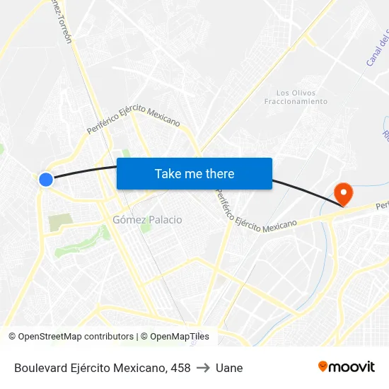 Boulevard Ejército Mexicano, 458 to Uane map