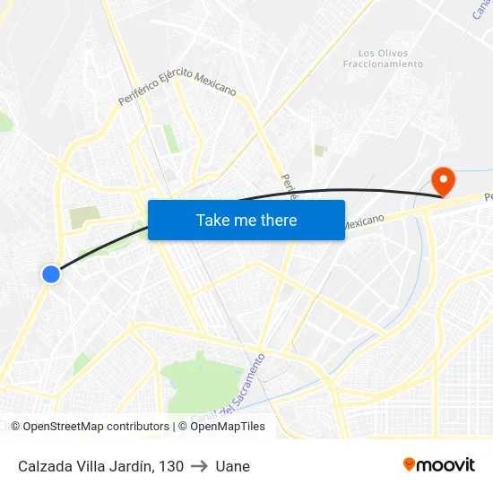 Calzada Villa Jardín, 130 to Uane map