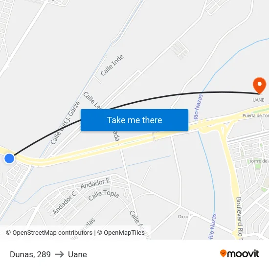 Dunas, 289 to Uane map