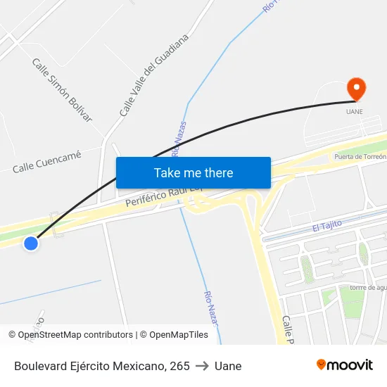 Boulevard Ejército Mexicano, 265 to Uane map