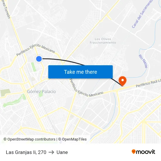 Las Granjas Ii, 270 to Uane map