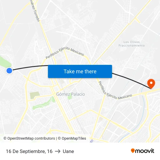 16 De Septiembre, 16 to Uane map