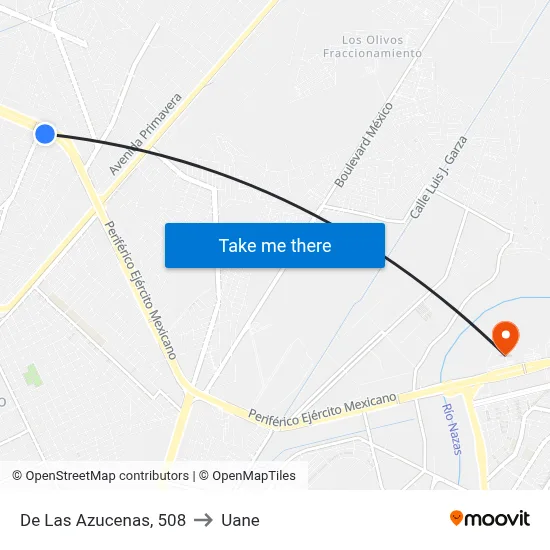 De Las Azucenas, 508 to Uane map