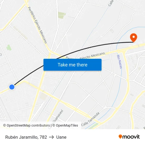 Rubén Jaramillo, 782 to Uane map