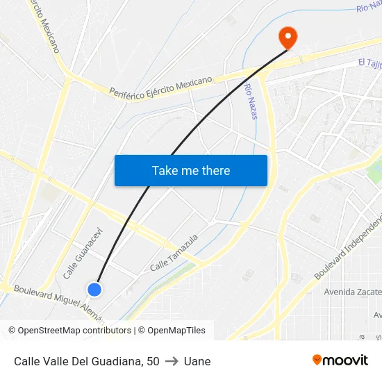 Calle Valle Del Guadiana, 50 to Uane map