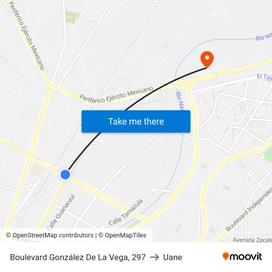 Boulevard González De La Vega, 297 to Uane map