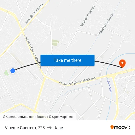 Vicente Guerrero, 723 to Uane map