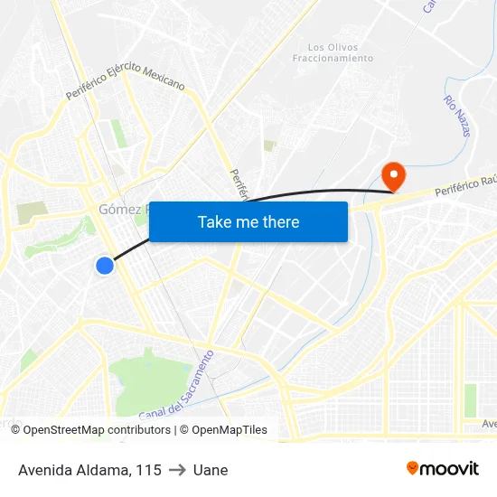 Avenida Aldama, 115 to Uane map