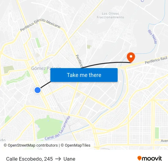 Calle Escobedo, 245 to Uane map