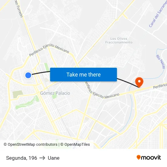 Segunda, 196 to Uane map