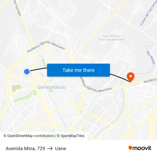Avenida Mina, 729 to Uane map