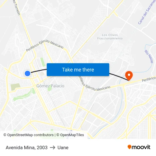 Avenida Mina, 2003 to Uane map