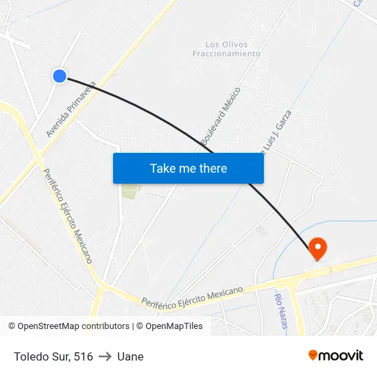Toledo Sur, 516 to Uane map