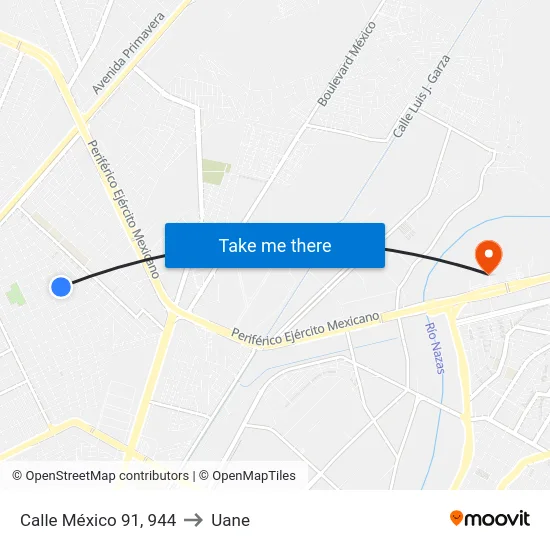 Calle México 91, 944 to Uane map