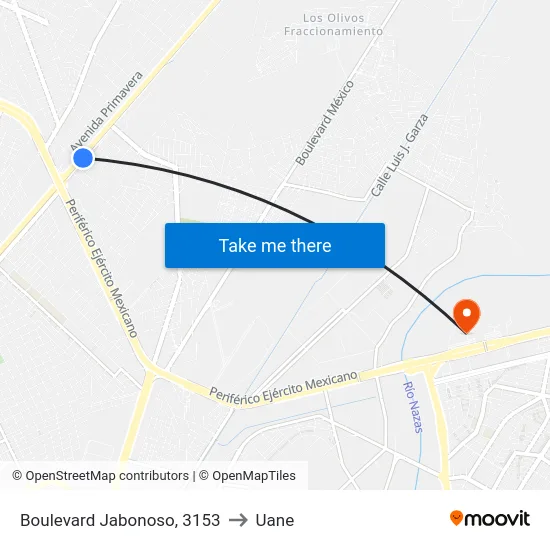 Boulevard Jabonoso, 3153 to Uane map