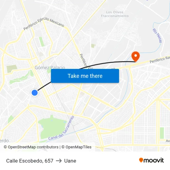 Calle Escobedo, 657 to Uane map
