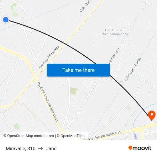 Miravalle, 310 to Uane map