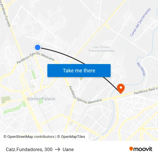 Calz.Fundadores, 300 to Uane map