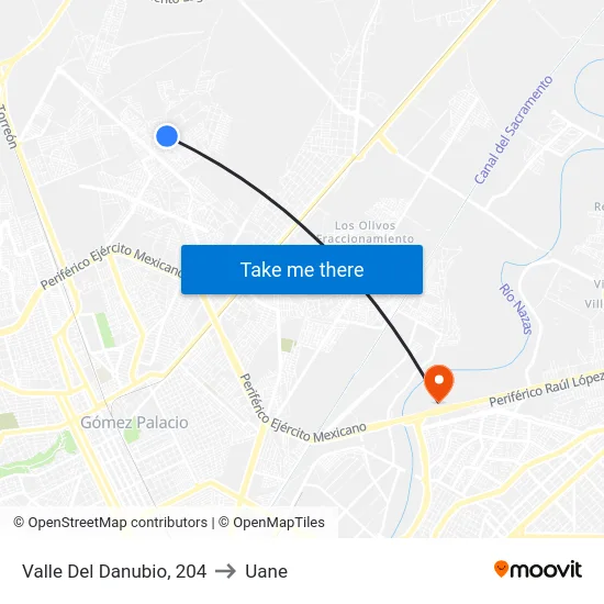 Valle Del Danubio, 204 to Uane map