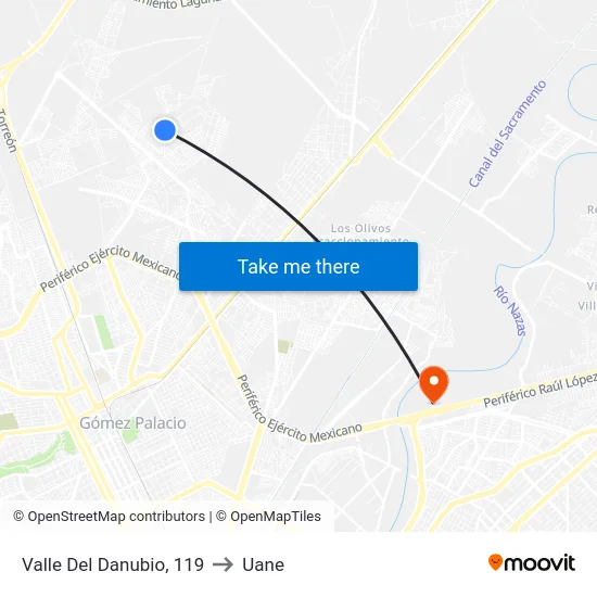 Valle Del Danubio, 119 to Uane map