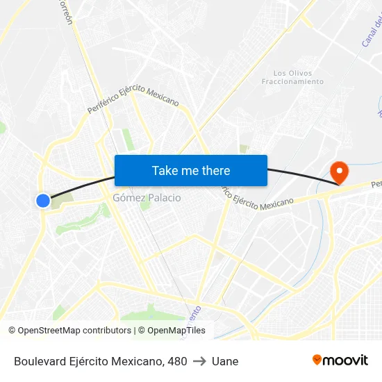 Boulevard Ejército Mexicano, 480 to Uane map