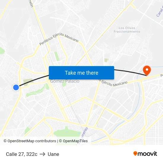 Calle 27, 322c to Uane map