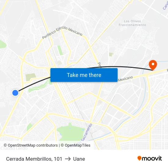 Cerrada Membrillos, 101 to Uane map