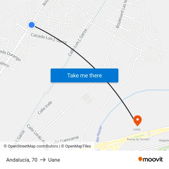Andalucía, 70 to Uane map