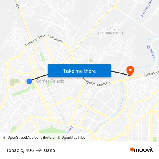 Topacio, 406 to Uane map