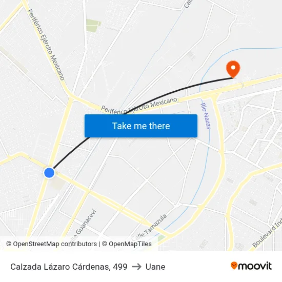Calzada Lázaro Cárdenas, 499 to Uane map