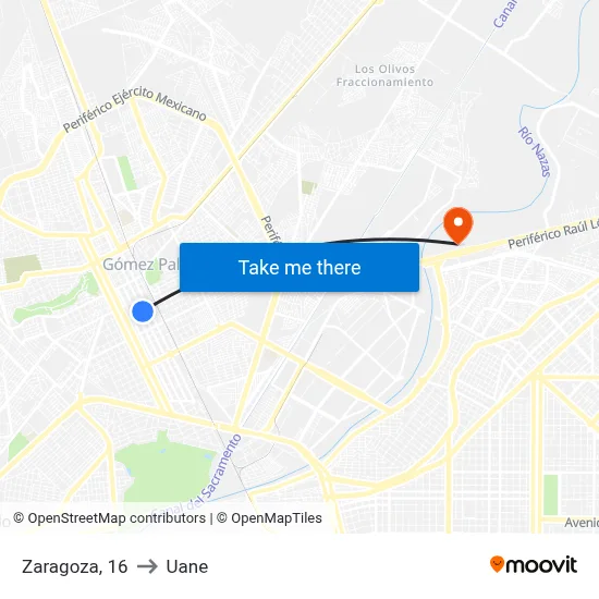 Zaragoza, 16 to Uane map