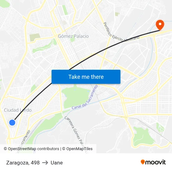 Zaragoza, 498 to Uane map