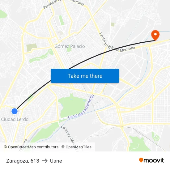 Zaragoza, 613 to Uane map