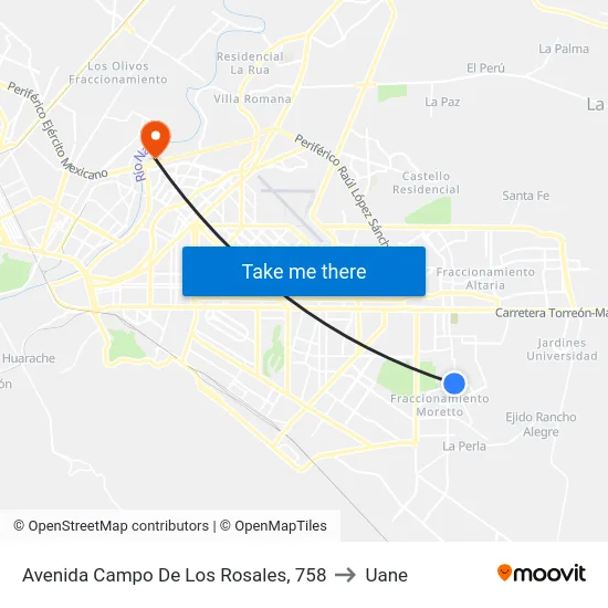 Avenida Campo De Los Rosales, 758 to Uane map