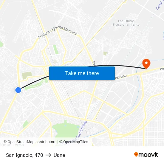 San Ignacio, 470 to Uane map