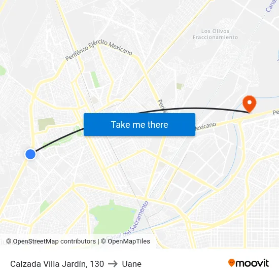 Calzada Villa Jardín, 130 to Uane map