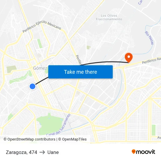 Zaragoza, 474 to Uane map