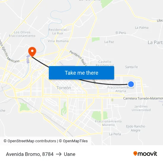 Avenida Bromo, 8784 to Uane map