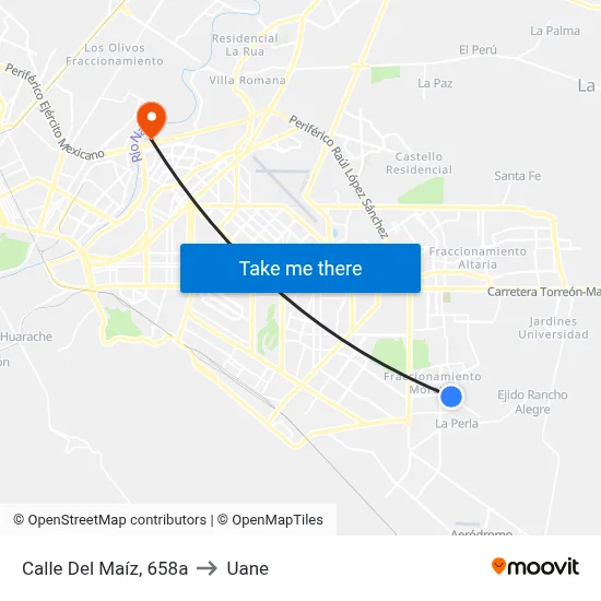 Calle Del Maíz, 658a to Uane map