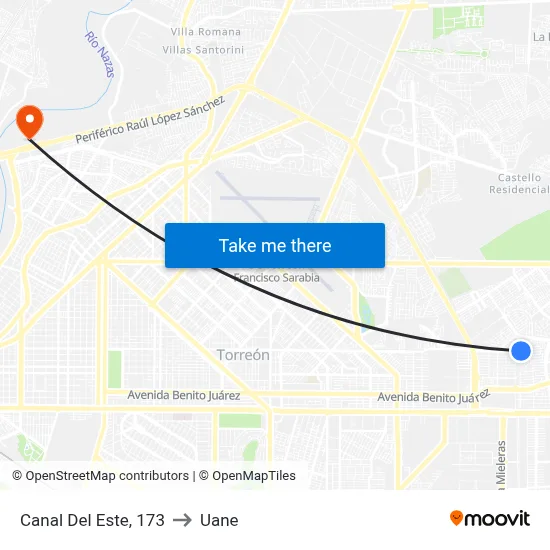 Canal Del Este, 173 to Uane map