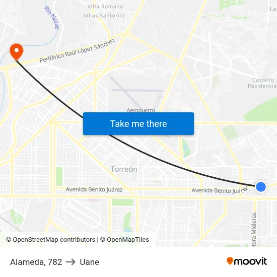 Alameda, 782 to Uane map