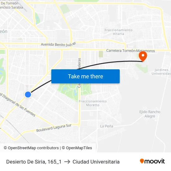 Desierto De Siria, 165_1 to Ciudad Universitaria map