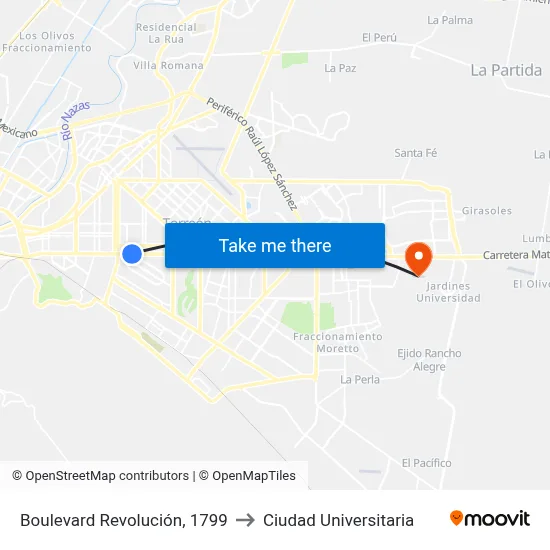 Boulevard Revolución, 1799 to Ciudad Universitaria map