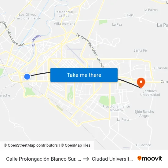 Calle Prolongación Blanco Sur, 117 to Ciudad Universitaria map