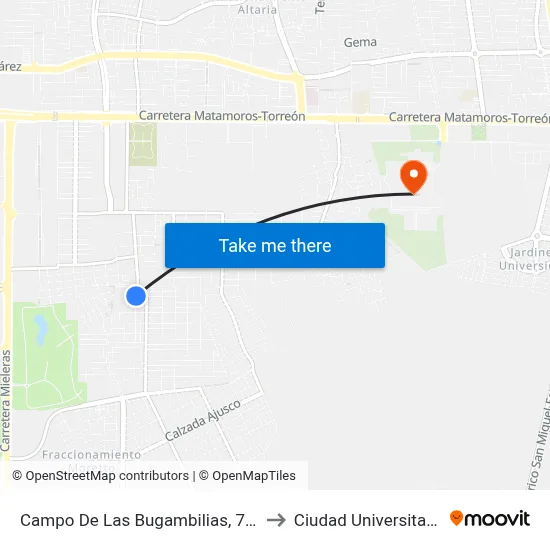 Campo De Las Bugambilias, 702 to Ciudad Universitaria map