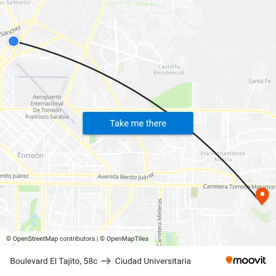 Boulevard El Tajito, 58c to Ciudad Universitaria map
